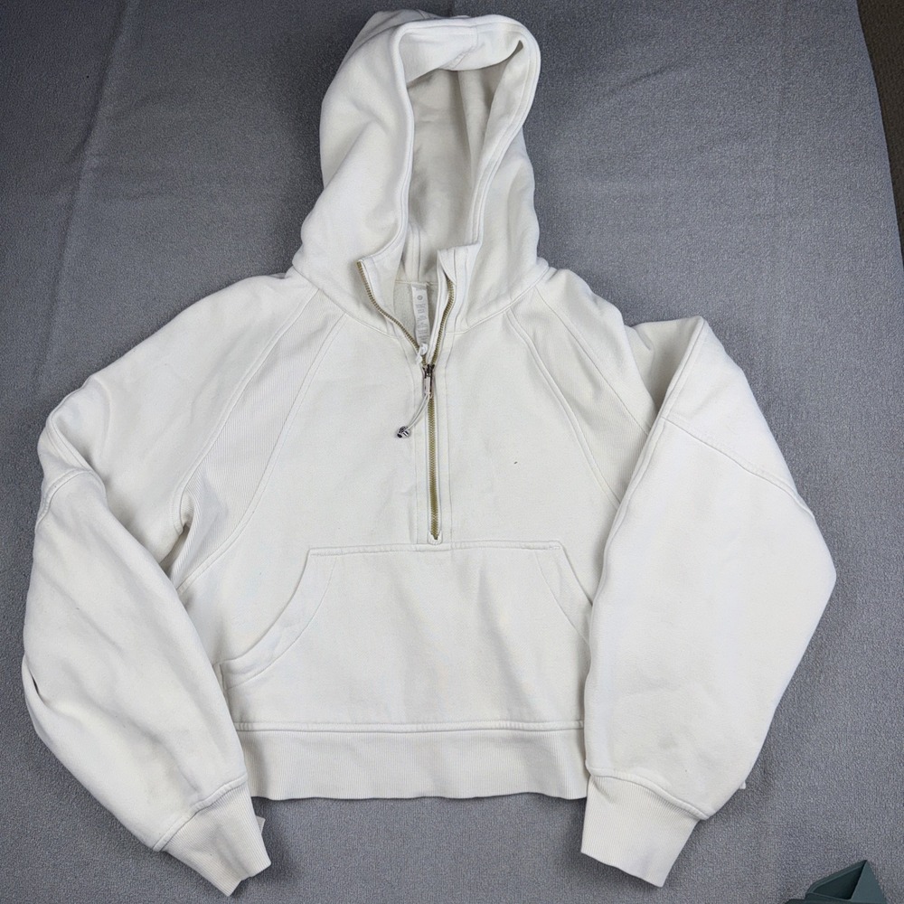 Lululemon Scuba Oversize Funnel-Neck Half Zip Long Women M/L Ivory Gold Pullover